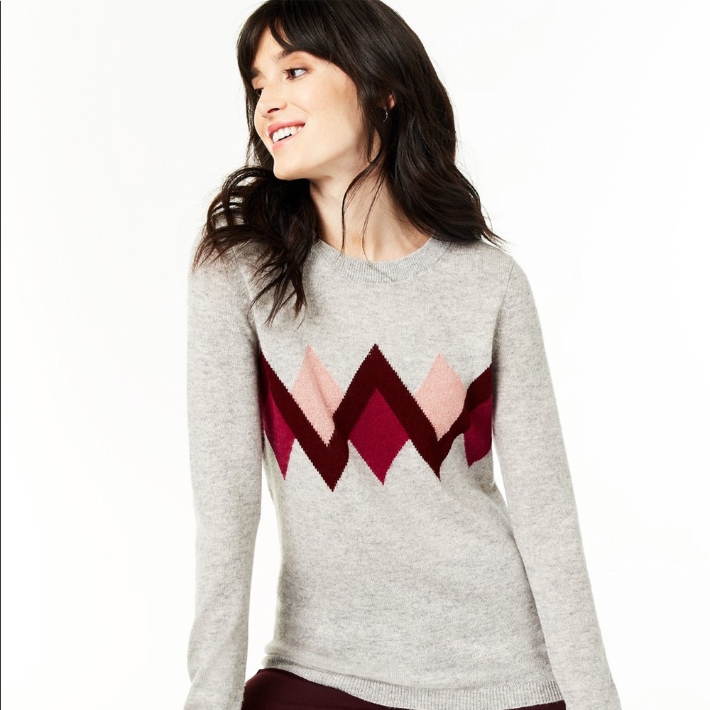 NWT Cashmere Argyle Sweater, Women’s Size Large